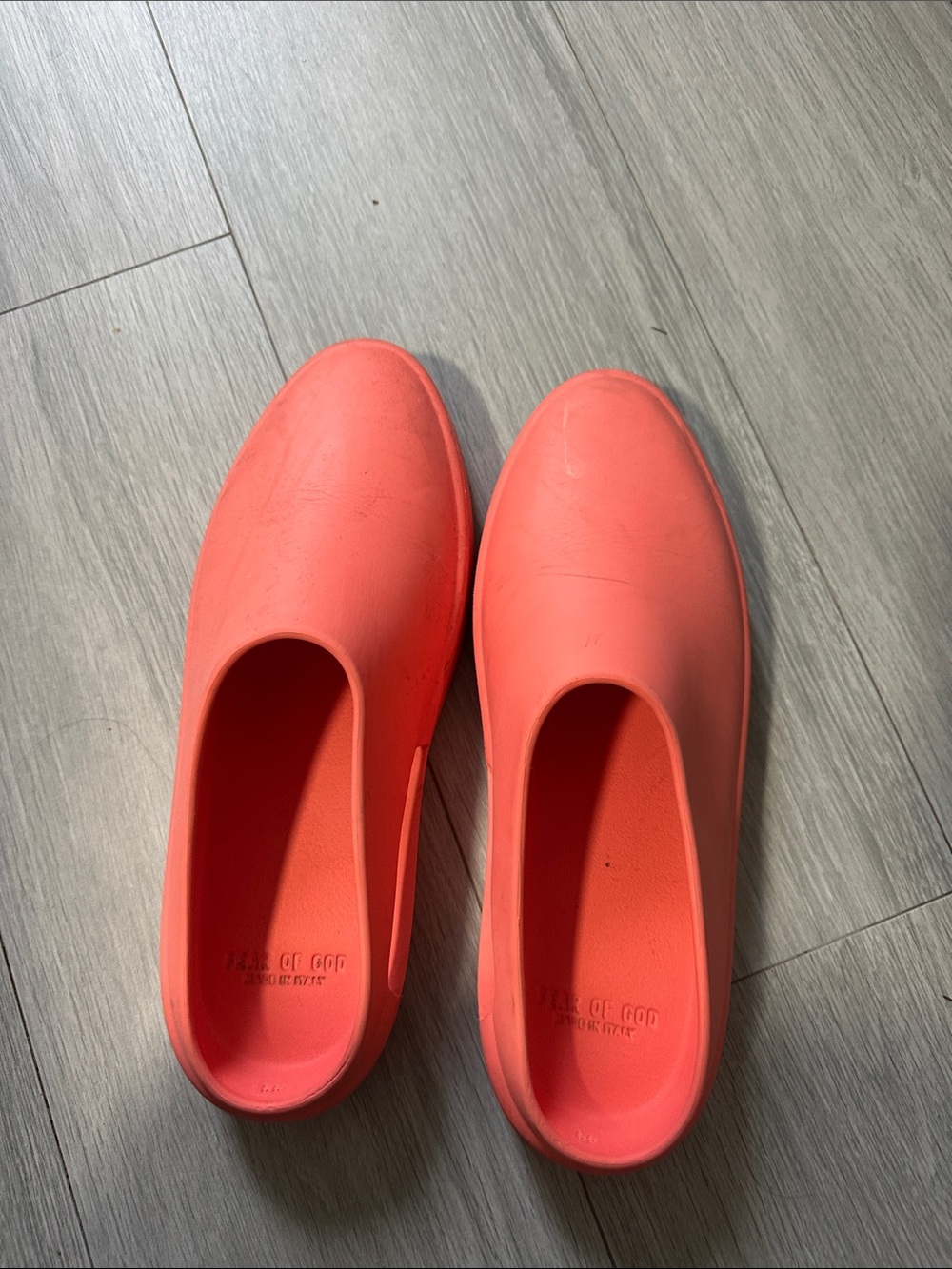 Fear of God Coral-Orange Slip-On Clogs